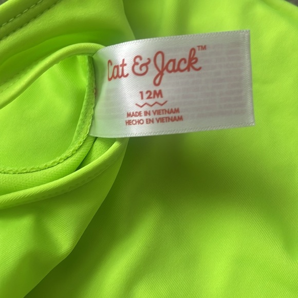 Lime Green girls Cat & Jack swimsuit + Coverup - Picture 4 of 5